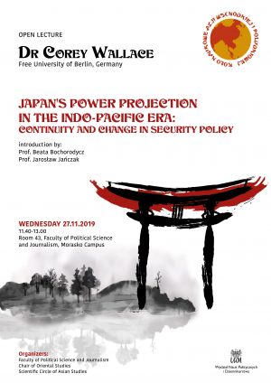 Open lecture: Japan's Power Projection in the Indo-Pacific Era: Continuity and Change in Security Policy