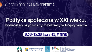 Konferencja: Polityka społeczna w XXI wieku. Dobrostan psychiczny młodzieży w trójwymiarze