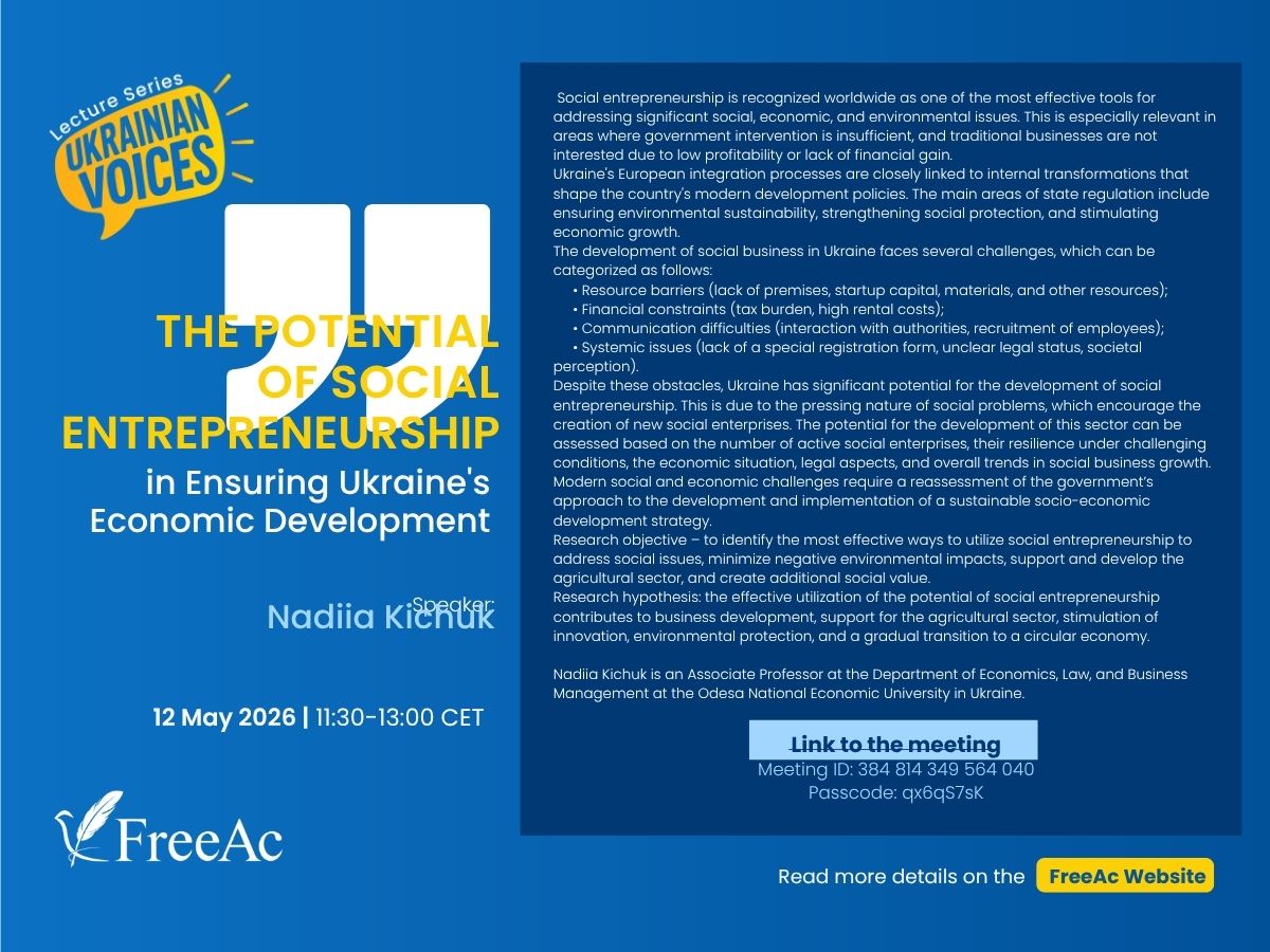 FreeAc Ukrainian Voices Guest Lecture Series plakat