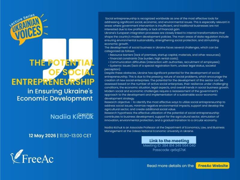 FreeAc Ukrainian Voices Guest Lecture Series plakat